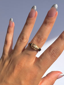 Antique 14k Enamel Mano Fede Gimmel Ring
