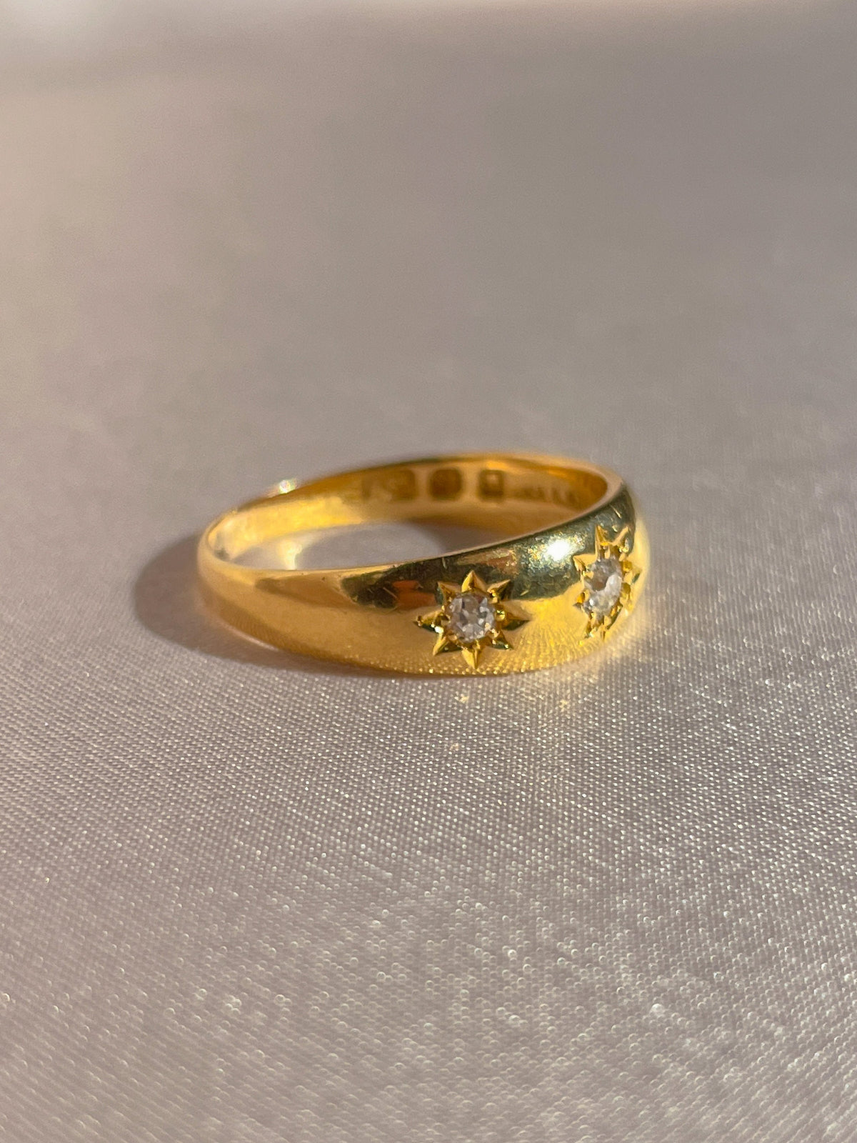 Antique 18k Diamond Starburst Trilogy Ring 1888