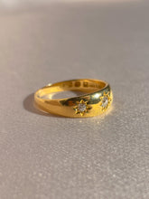 Load image into Gallery viewer, Antique 18k Diamond Starburst Trilogy Ring 1888
