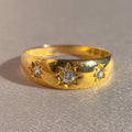 Antique 18k Diamond Starburst Trilogy Ring 1888