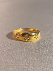Antique 18k Diamond Starburst Trilogy Ring 1888