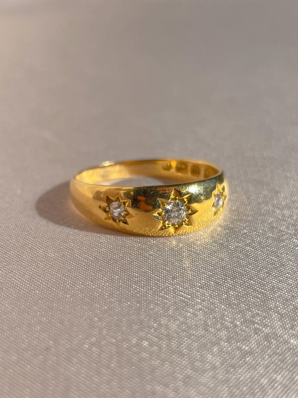 Antique 18k Diamond Starburst Trilogy Ring 1888