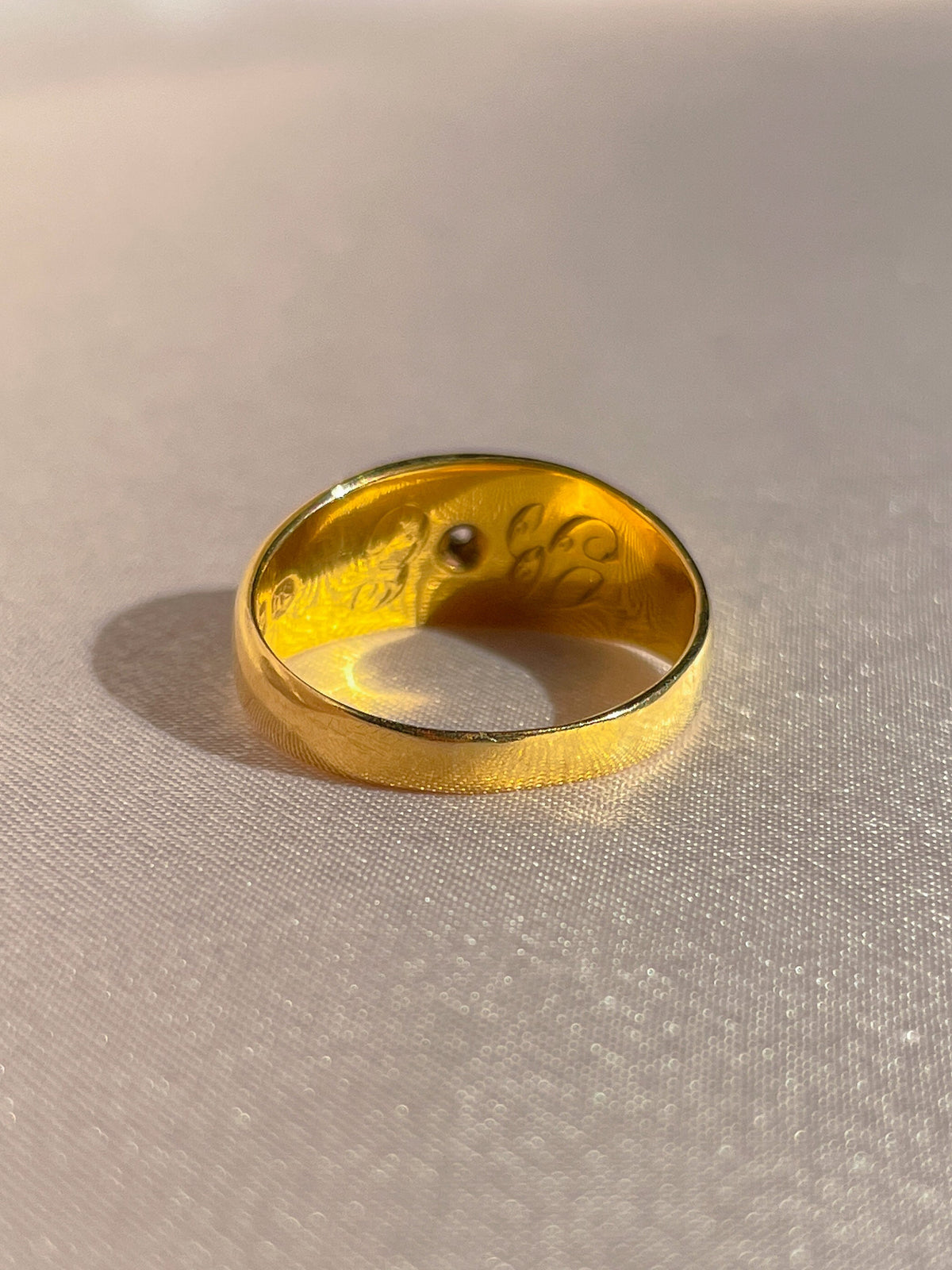 Antique 18k Diamond Starburst Solitaire Engraved Ring 1902