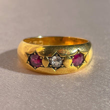 Load image into Gallery viewer, Antique 18k Ruby Diamond Starburst Trilogy 1899
