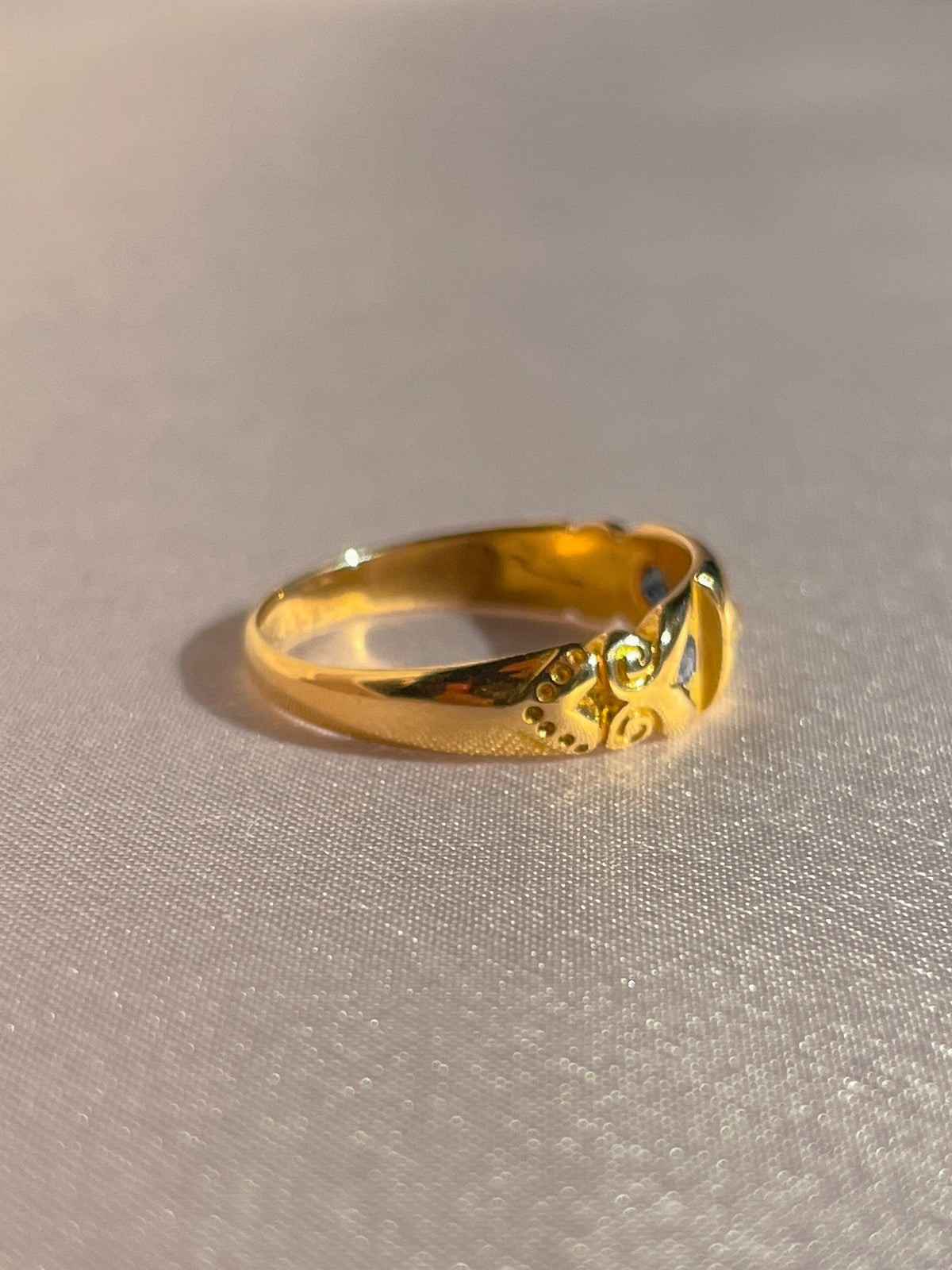 Antique 18k Diamond Sapphire Starburst Edwardian Ring 1906