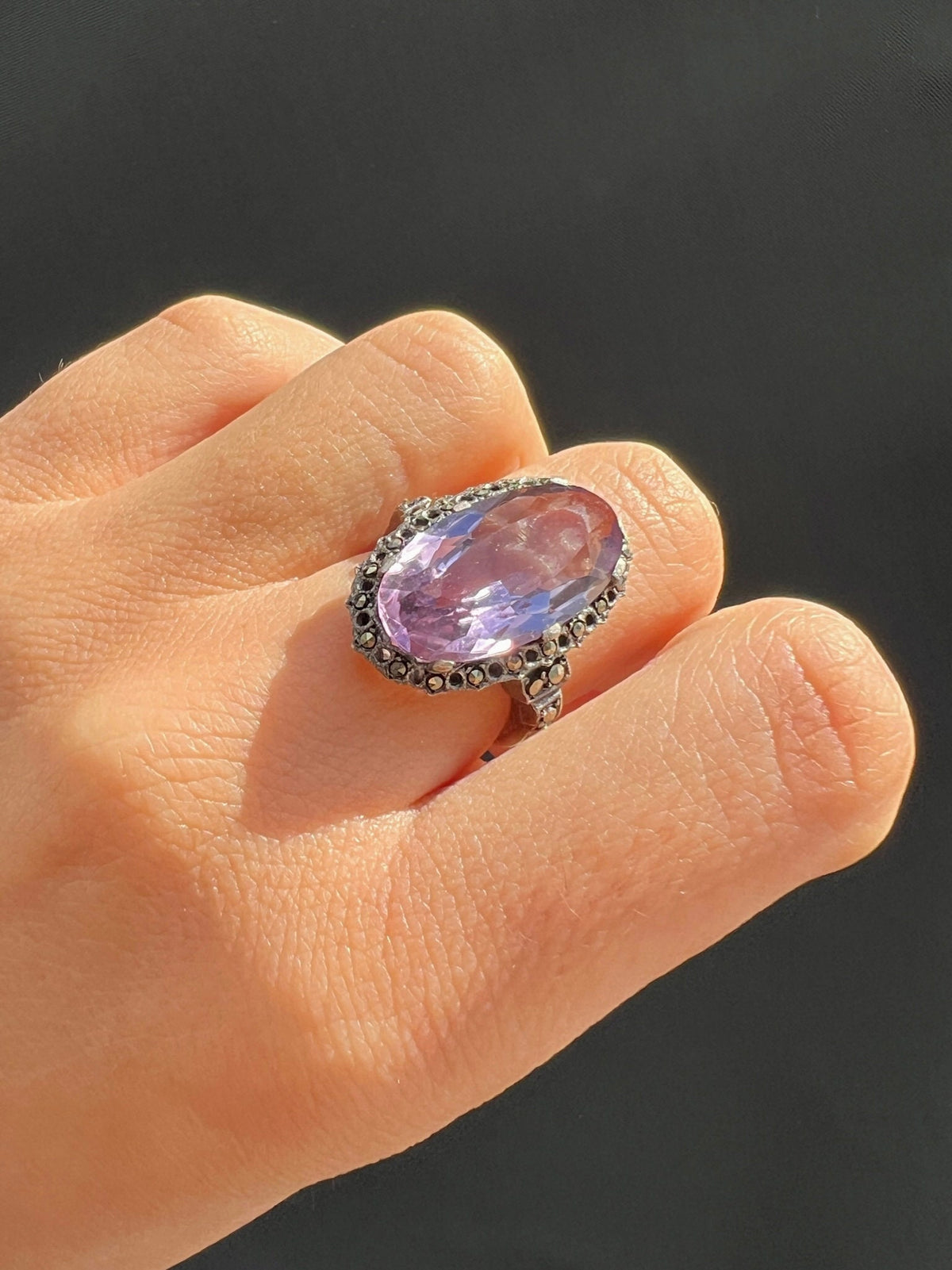 Vintage Amethyst Silver Victorian Gothic Ring