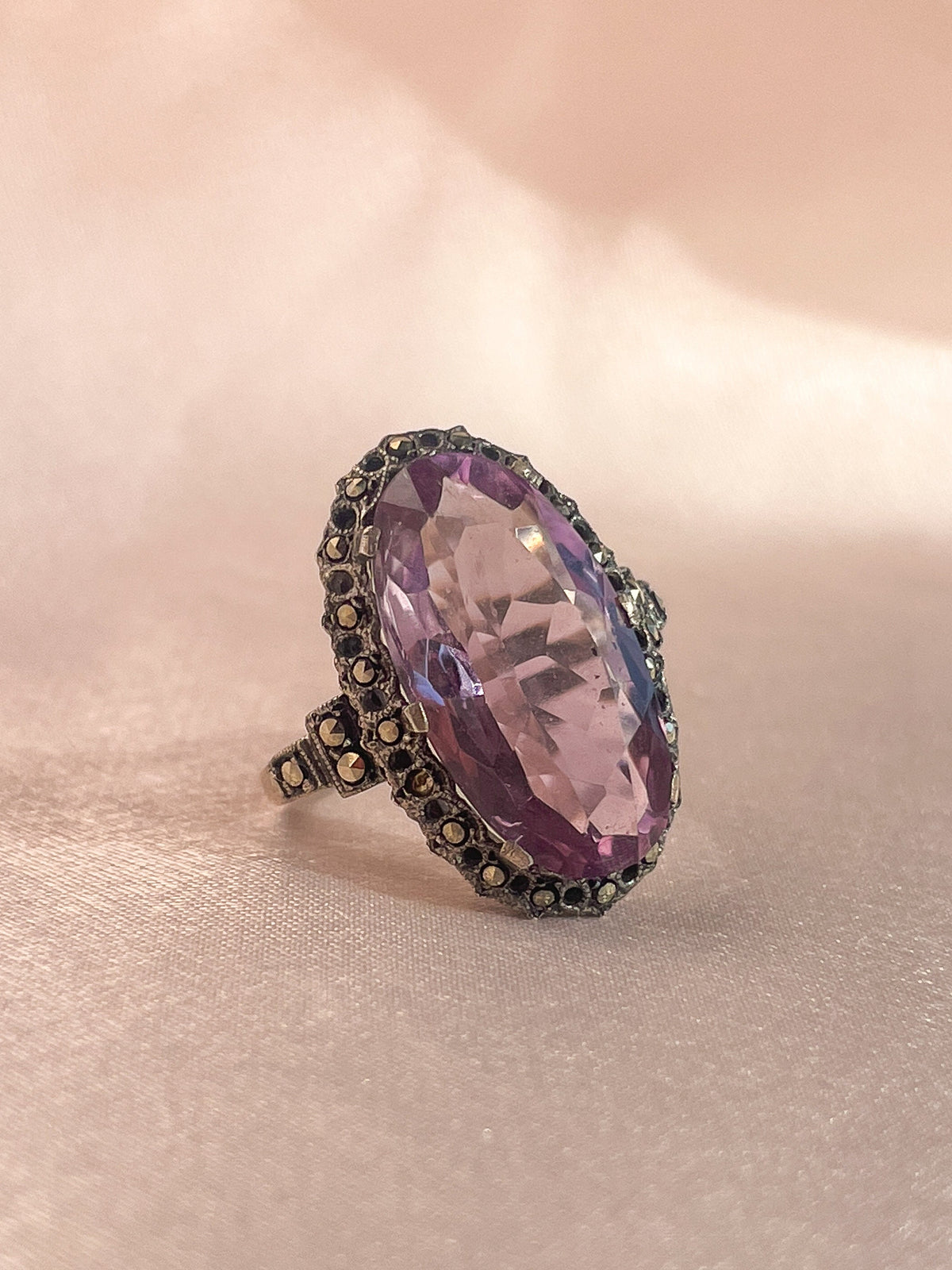 Vintage Amethyst Silver Victorian Gothic Ring