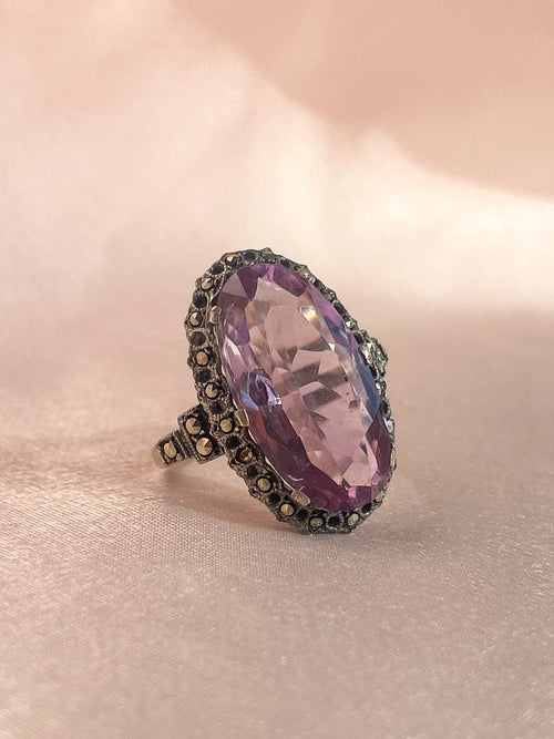 Vintage Amethyst Silver Victorian Gothic Ring