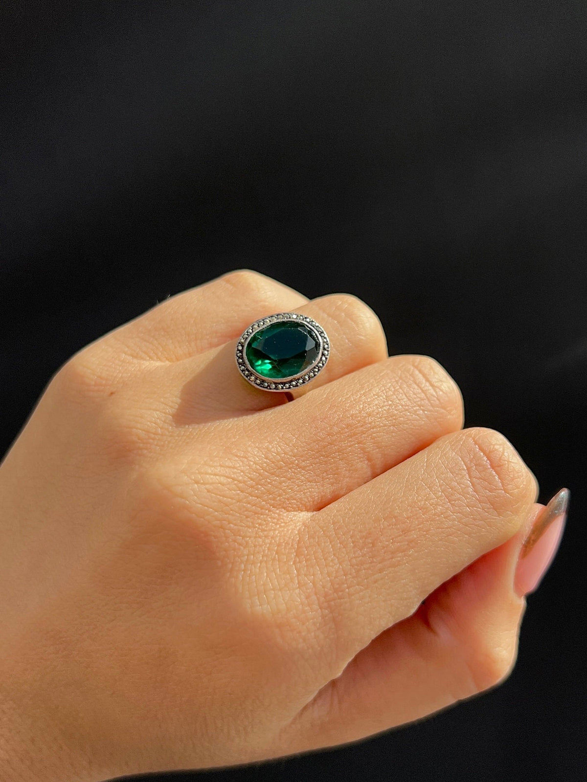 Vintage Silver Spinel Halo Ring