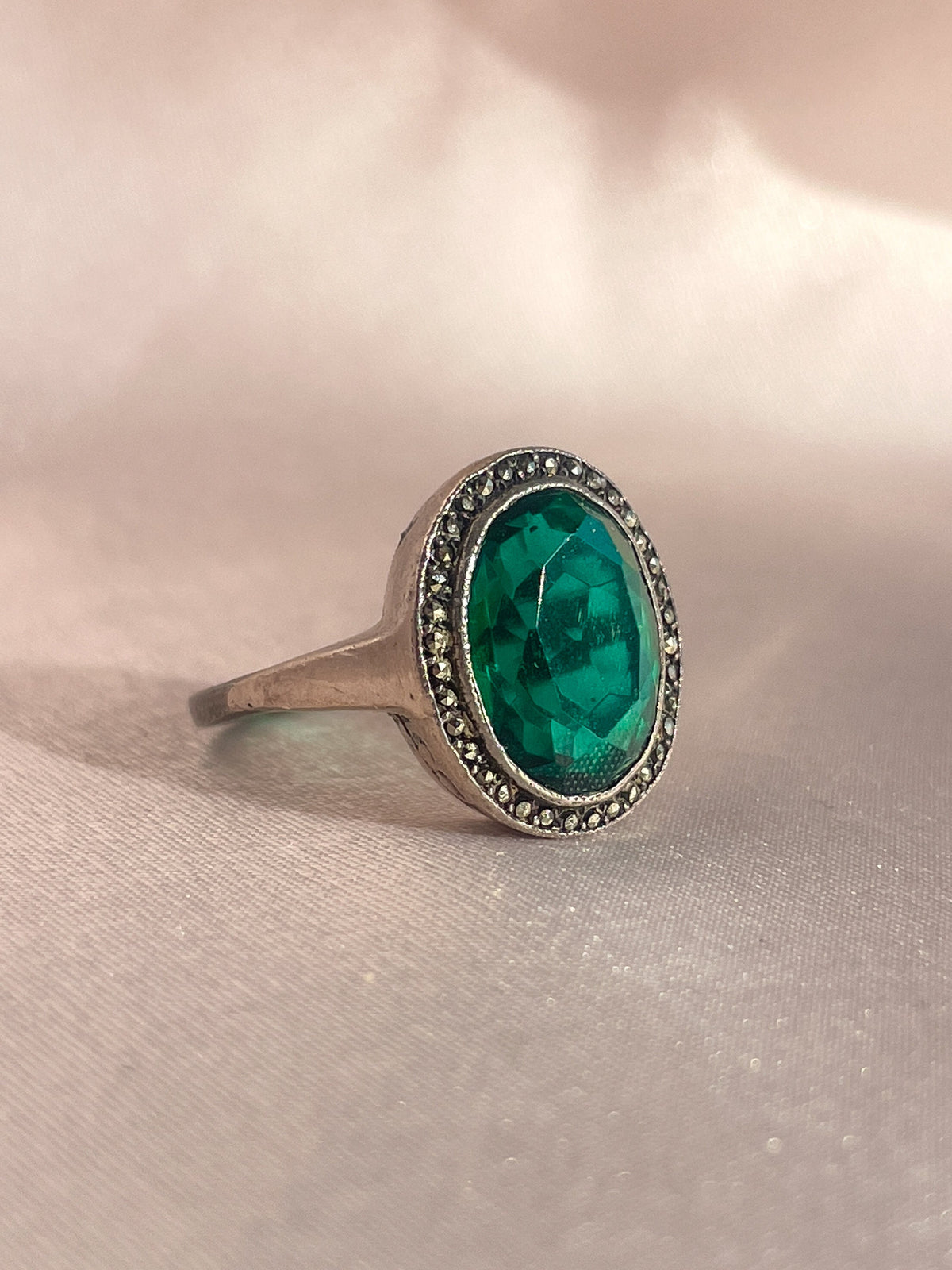 Vintage Silver Spinel Halo Ring