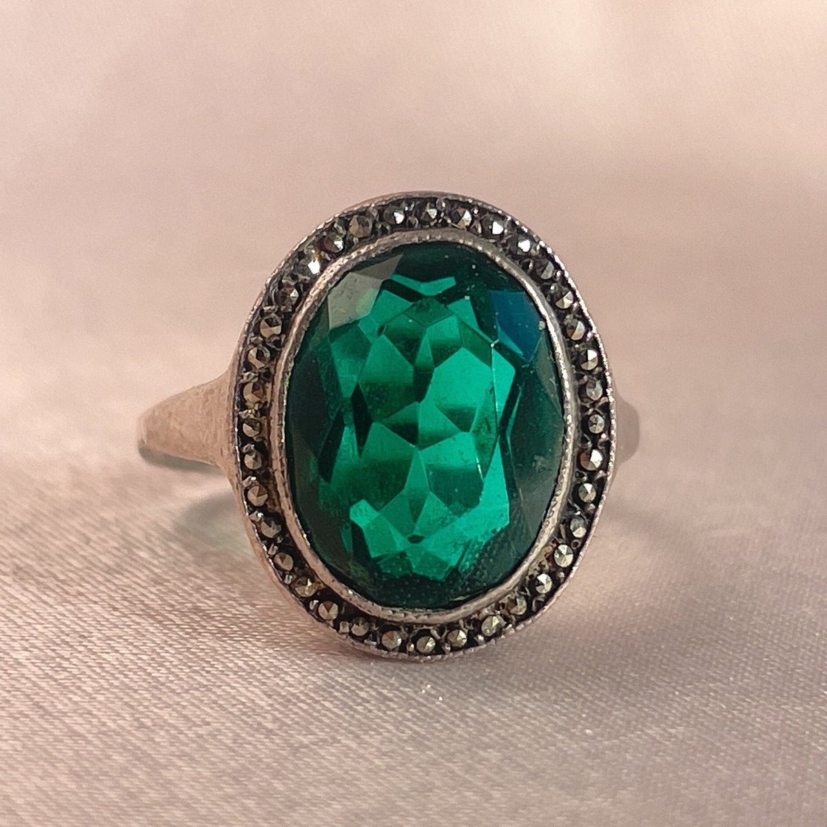 Vintage Silver Spinel Halo Ring