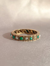 Load image into Gallery viewer, Antique 9k Turquoise Pearl Eternity Band
