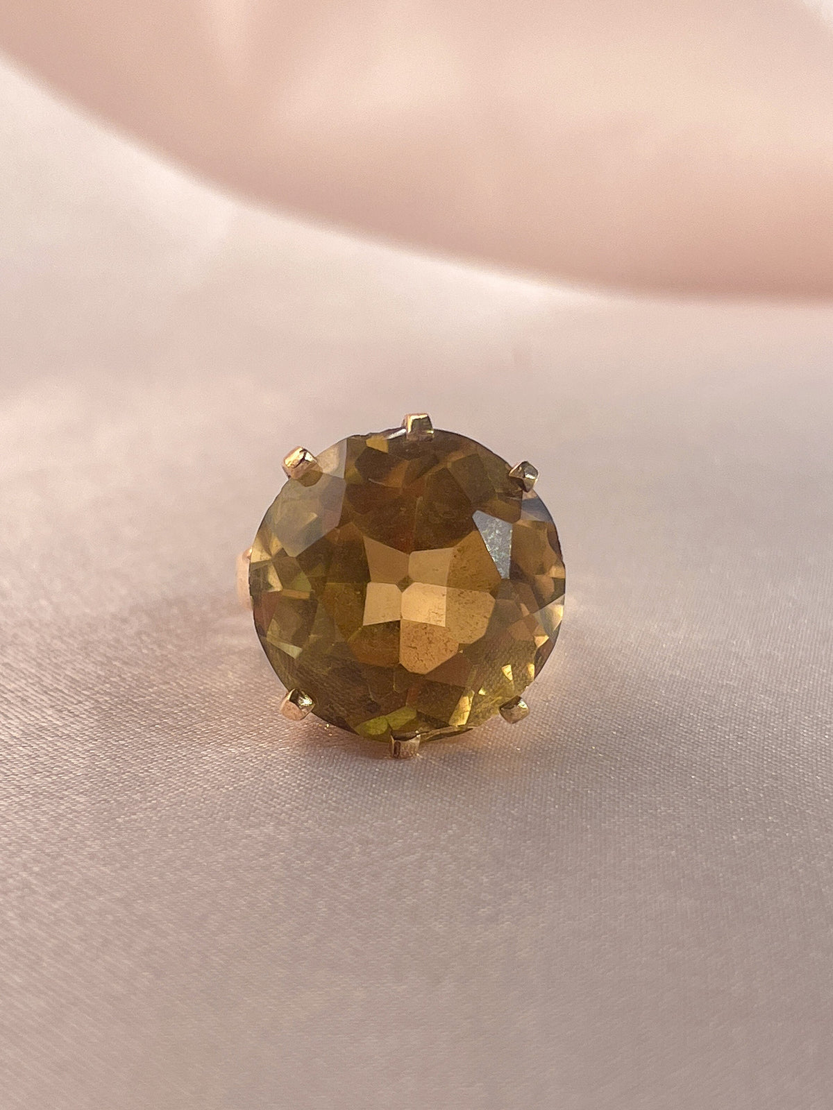 Vintage 9k Citrine Cocktail Ring 1970