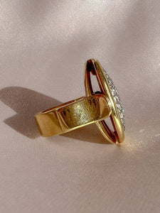 Vintage 18k Diamond Oval Pave Dress Ring 1960s 2.00cts