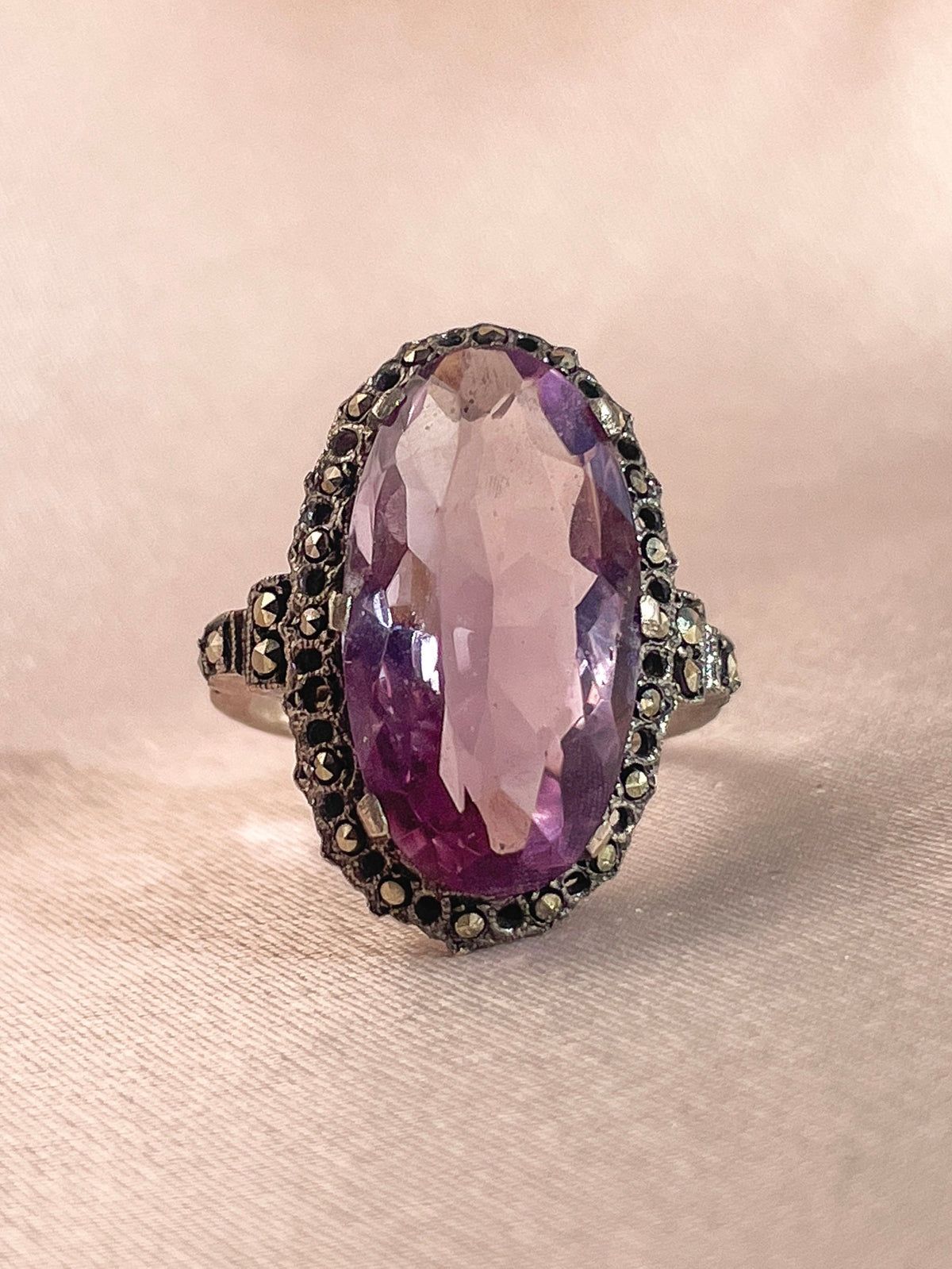 Vintage Amethyst Silver Victorian Gothic Ring