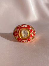 Load image into Gallery viewer, Vintage Polki Rose Cut Diamond Enamel Bombe Ring
