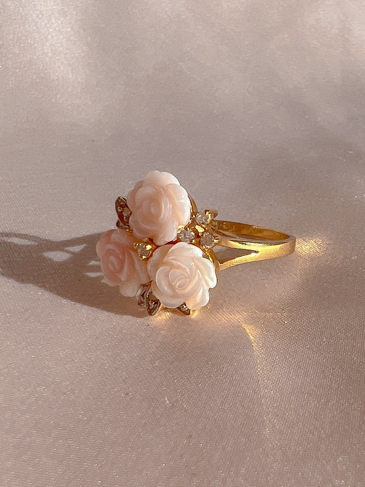 Vintage 14k Diamond Rose Bouquet Ring