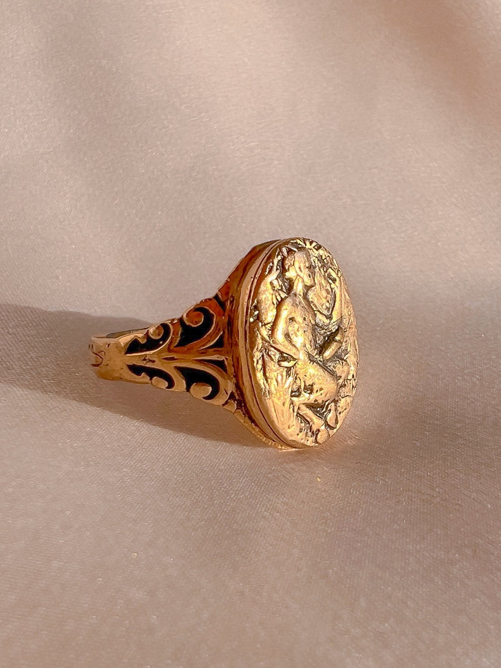 Antique 14k Italian Lucky Phallic Signet Ring