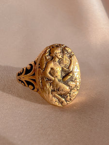 Antique 14k Italian Lucky Phallic Signet Ring