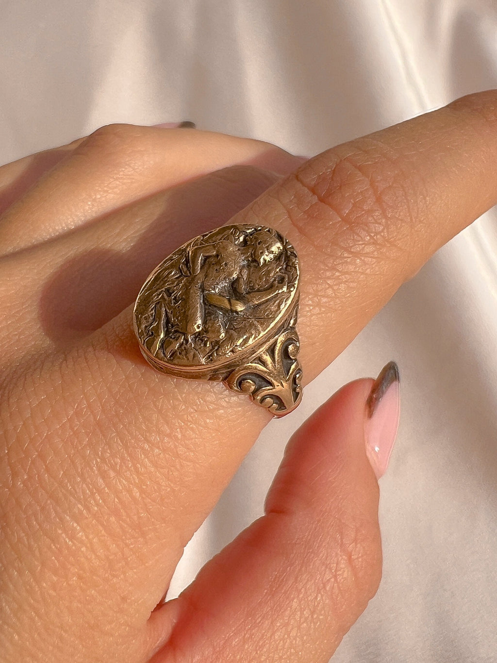 Antique 14k Italian Lucky Phallic Signet Ring
