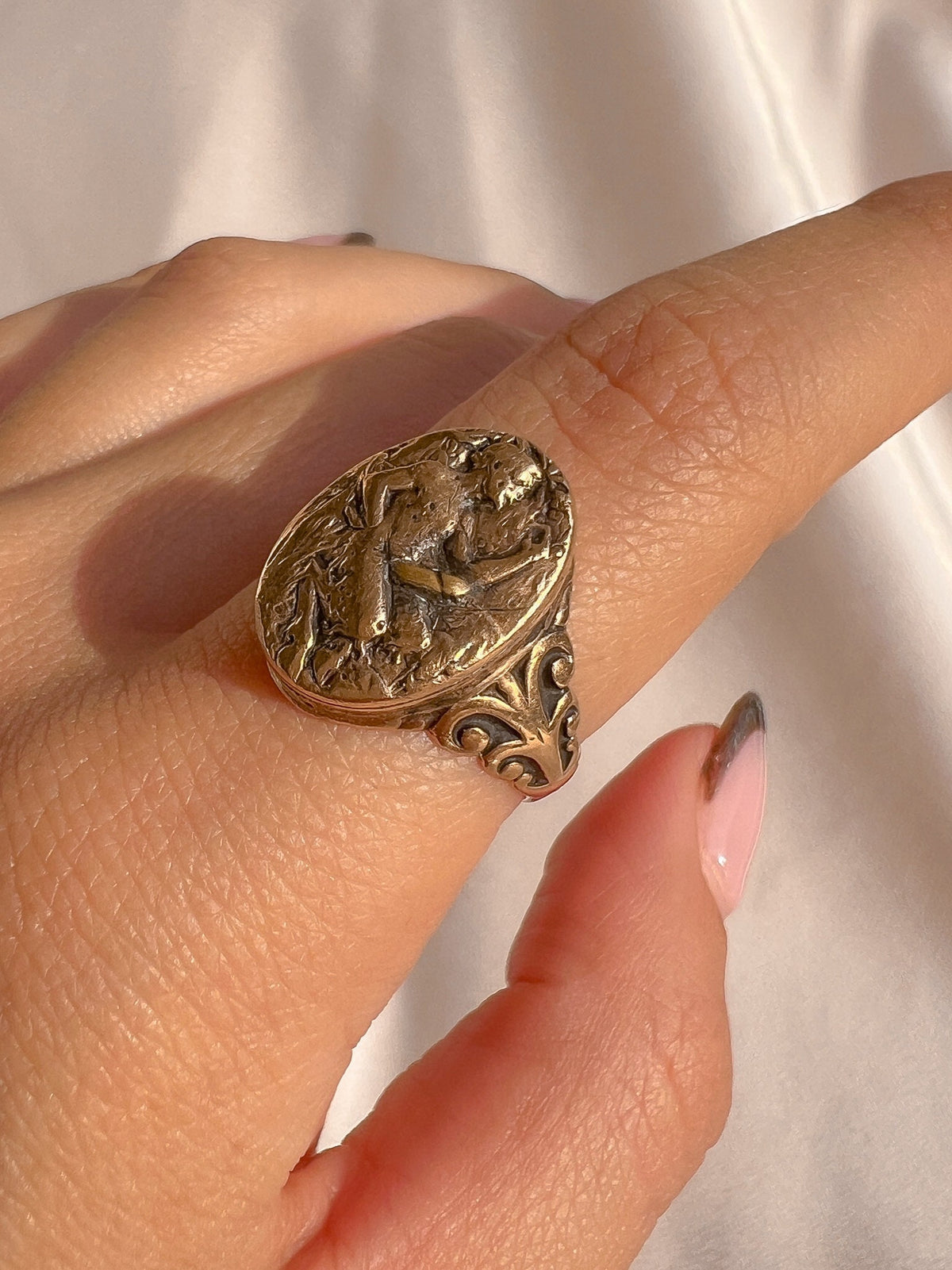 Antique 14k Italian Lucky Phallic Signet Ring