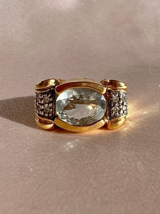 Vintage 14k Topaz Diamond Corinthian Ring
