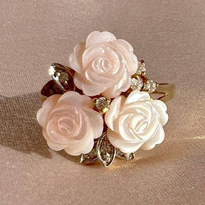 Vintage 14k Diamond Rose Bouquet Ring
