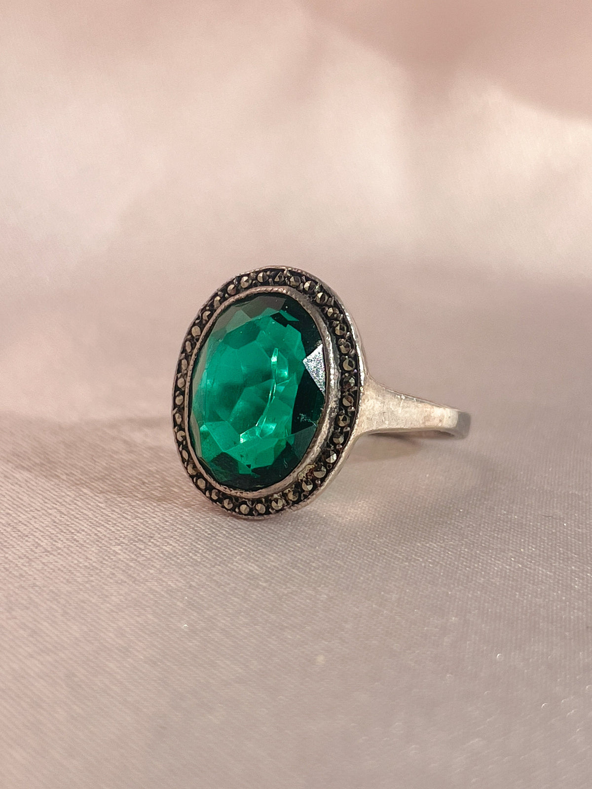 Vintage Silver Spinel Halo Ring