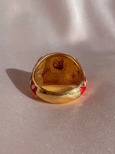 Vintage Polki Rose Cut Diamond Enamel Bombe Ring