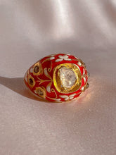 Load image into Gallery viewer, Vintage Polki Rose Cut Diamond Enamel Bombe Ring
