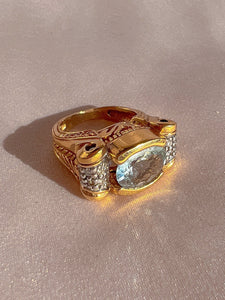 Vintage 14k Topaz Diamond Corinthian Ring