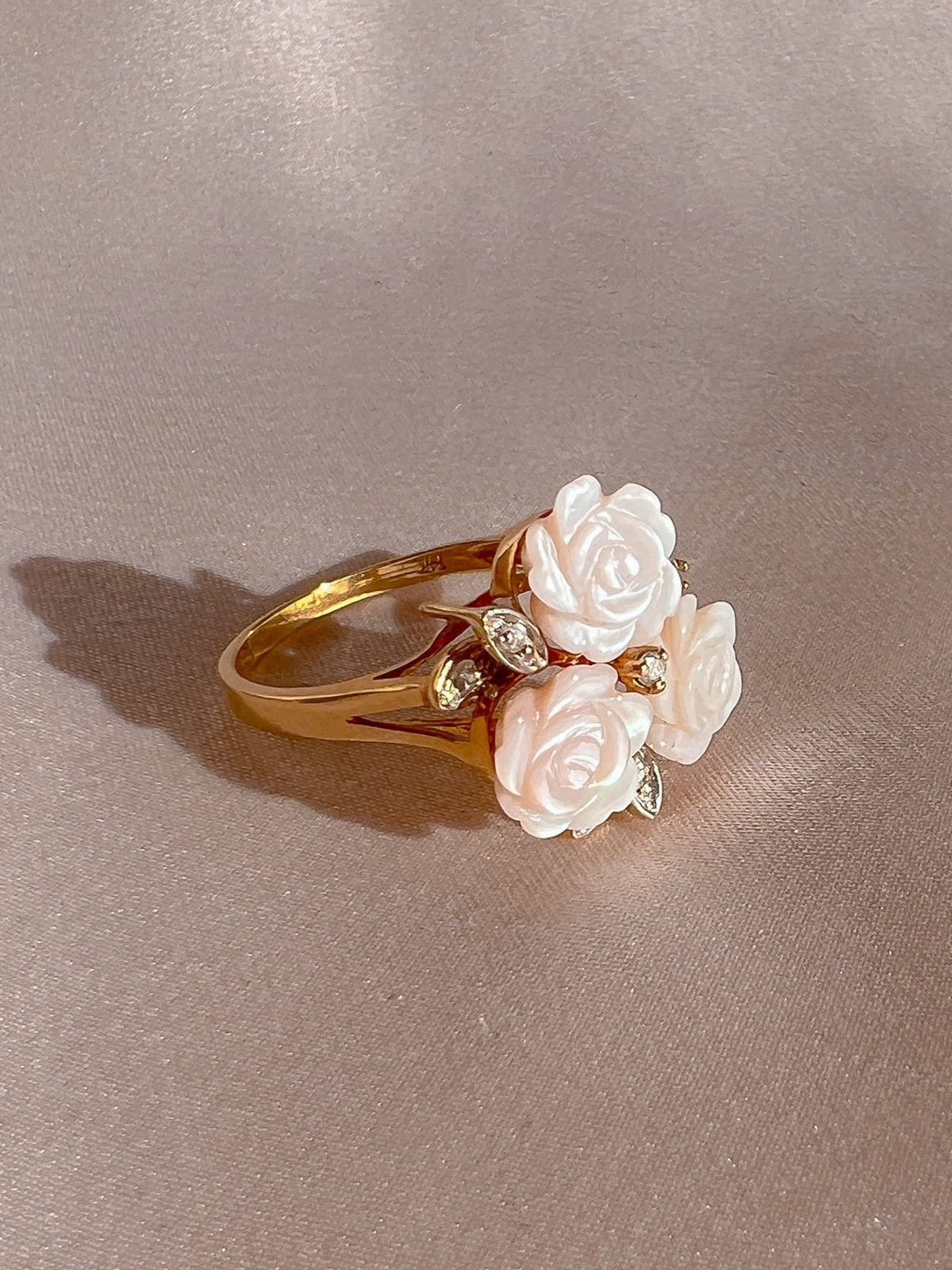 Vintage 14k Diamond Rose Bouquet Ring