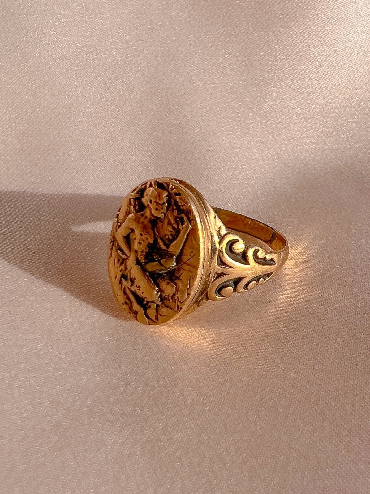 Antique 14k Italian Lucky Phallic Signet Ring