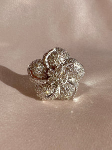 Vintage 14k Diamond Brazilian Flower Pave Ring