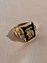 Load image into Gallery viewer, Vintage Onyx Diamond Initial Ring G or H
