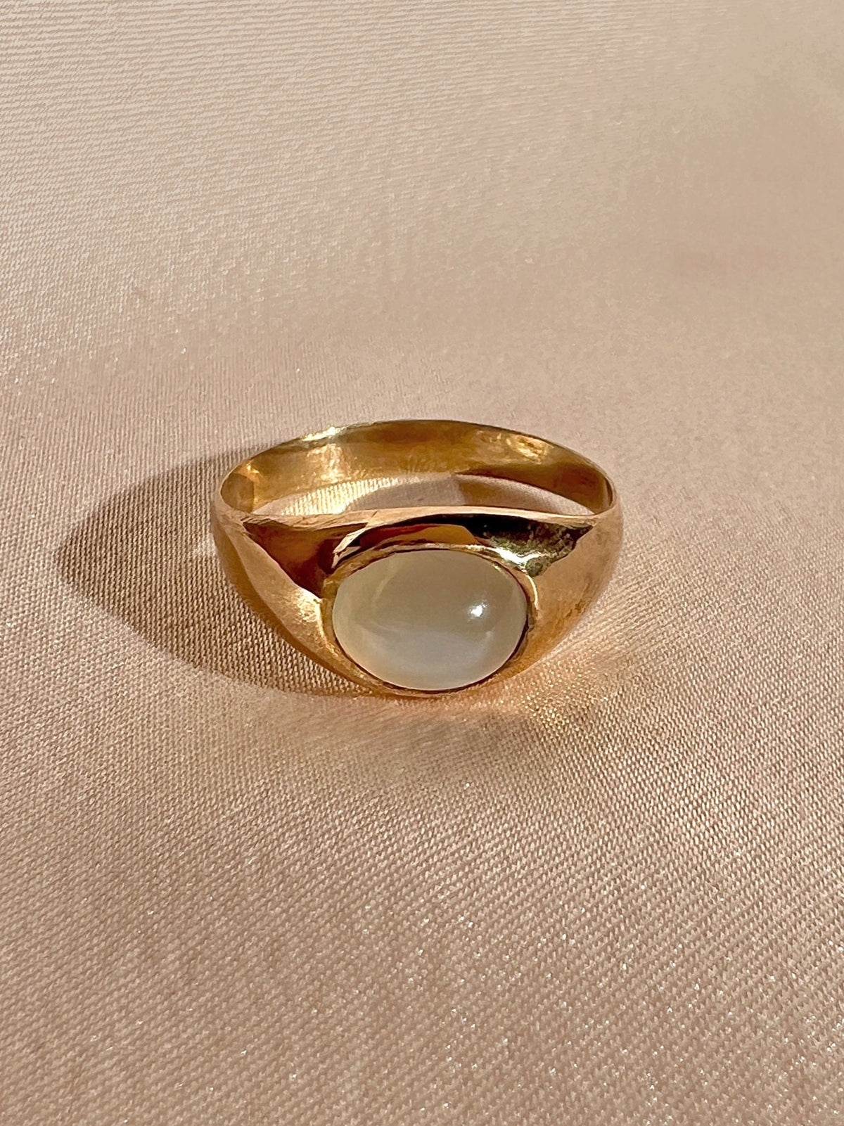 Antique Moonstone East West Signet Ring
