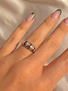 Vintage 14k Ruby Diamond Princess Bombe Ring
