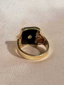 Vintage Onyx Diamond Initial Ring G or H