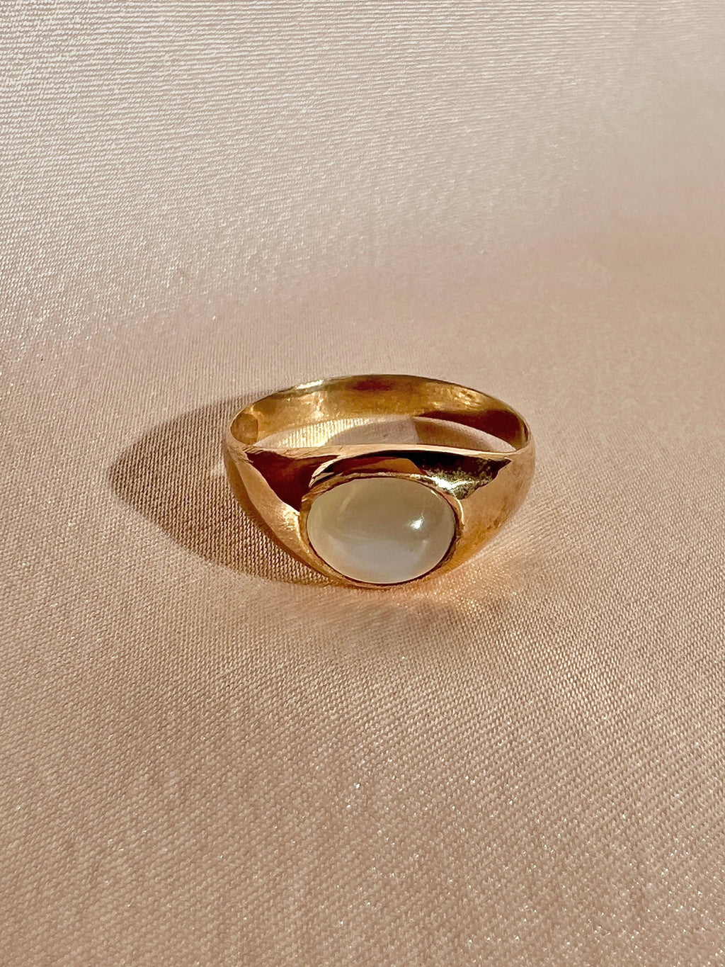 Antique Moonstone East West Signet Ring