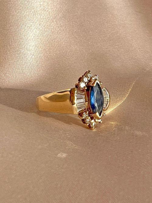 Vintage Sapphire Diamond Baguette Dress Ring