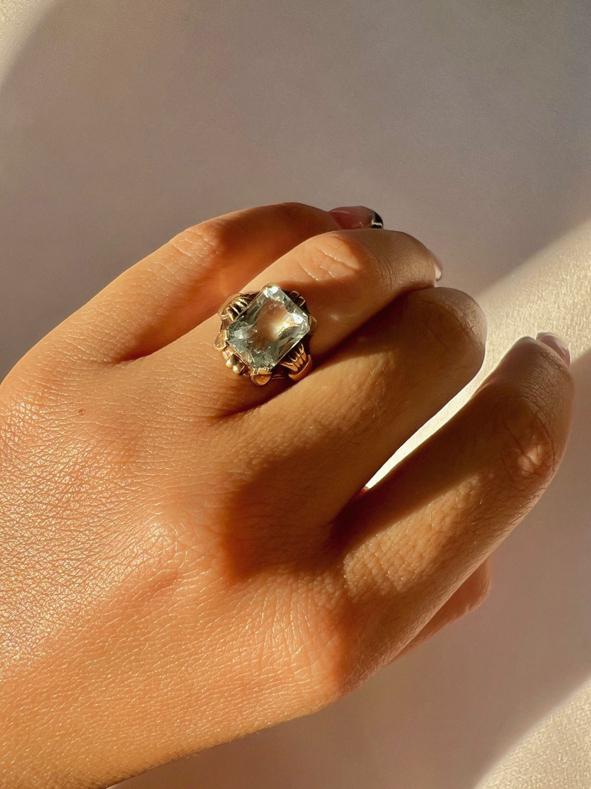 Antique Aquamarine Ornate Ring