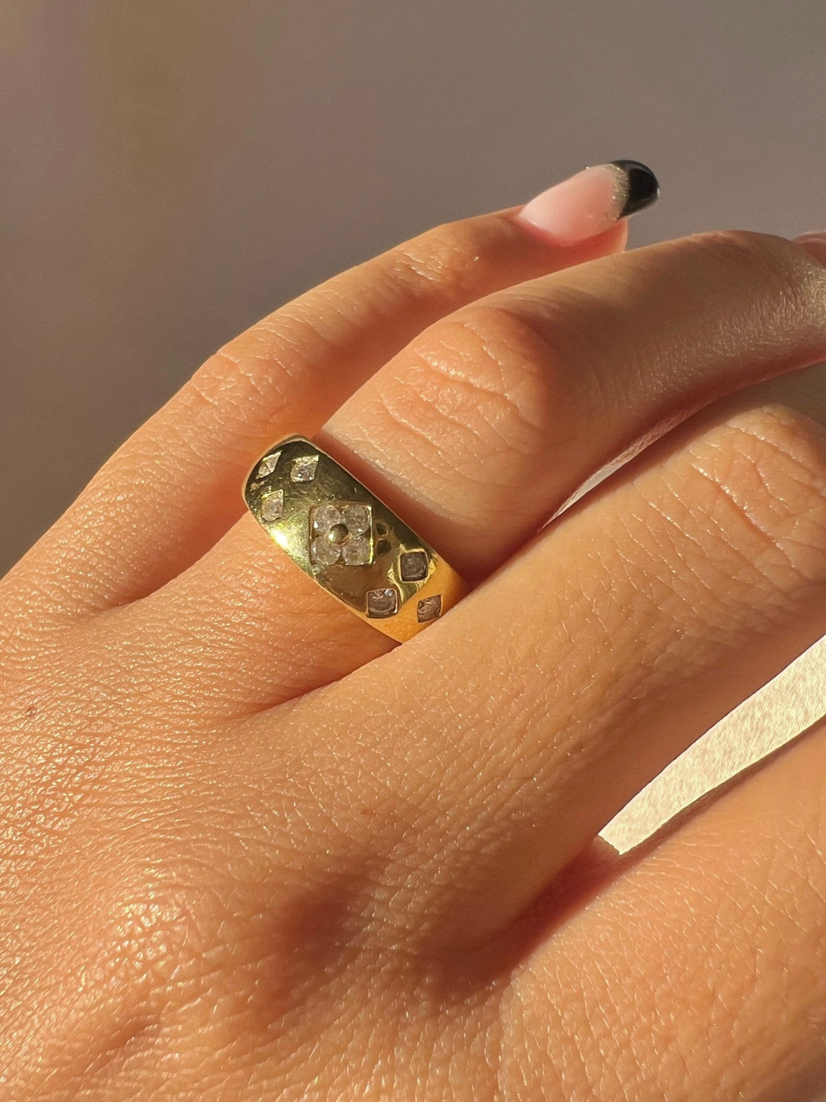 Vintage Diamond Floral Marquise Ring