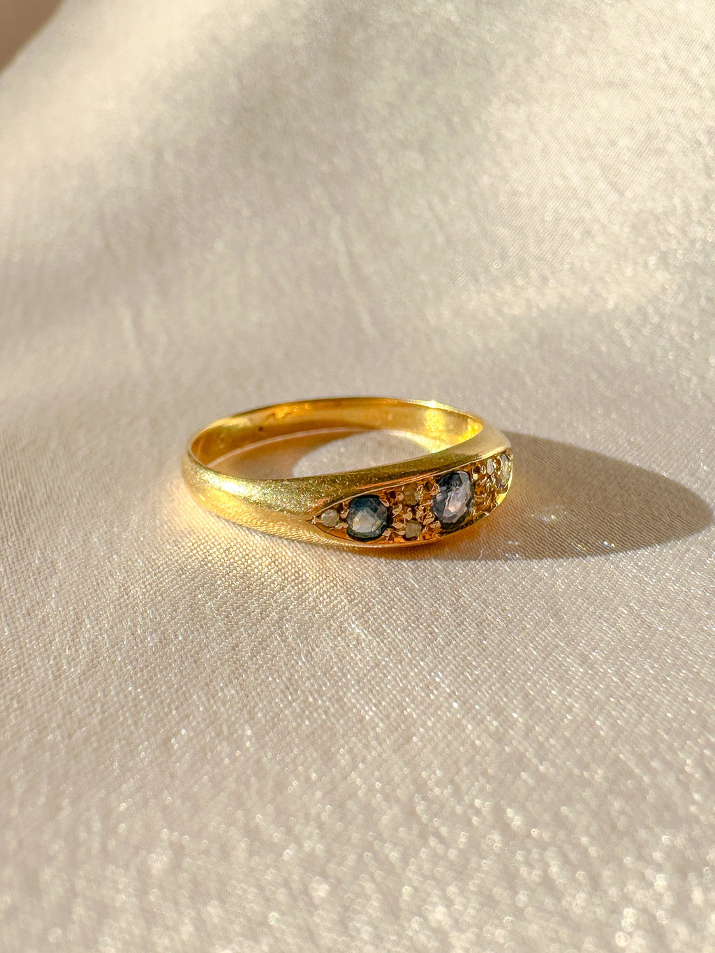 Antique Sapphire Diamond Boat Ring