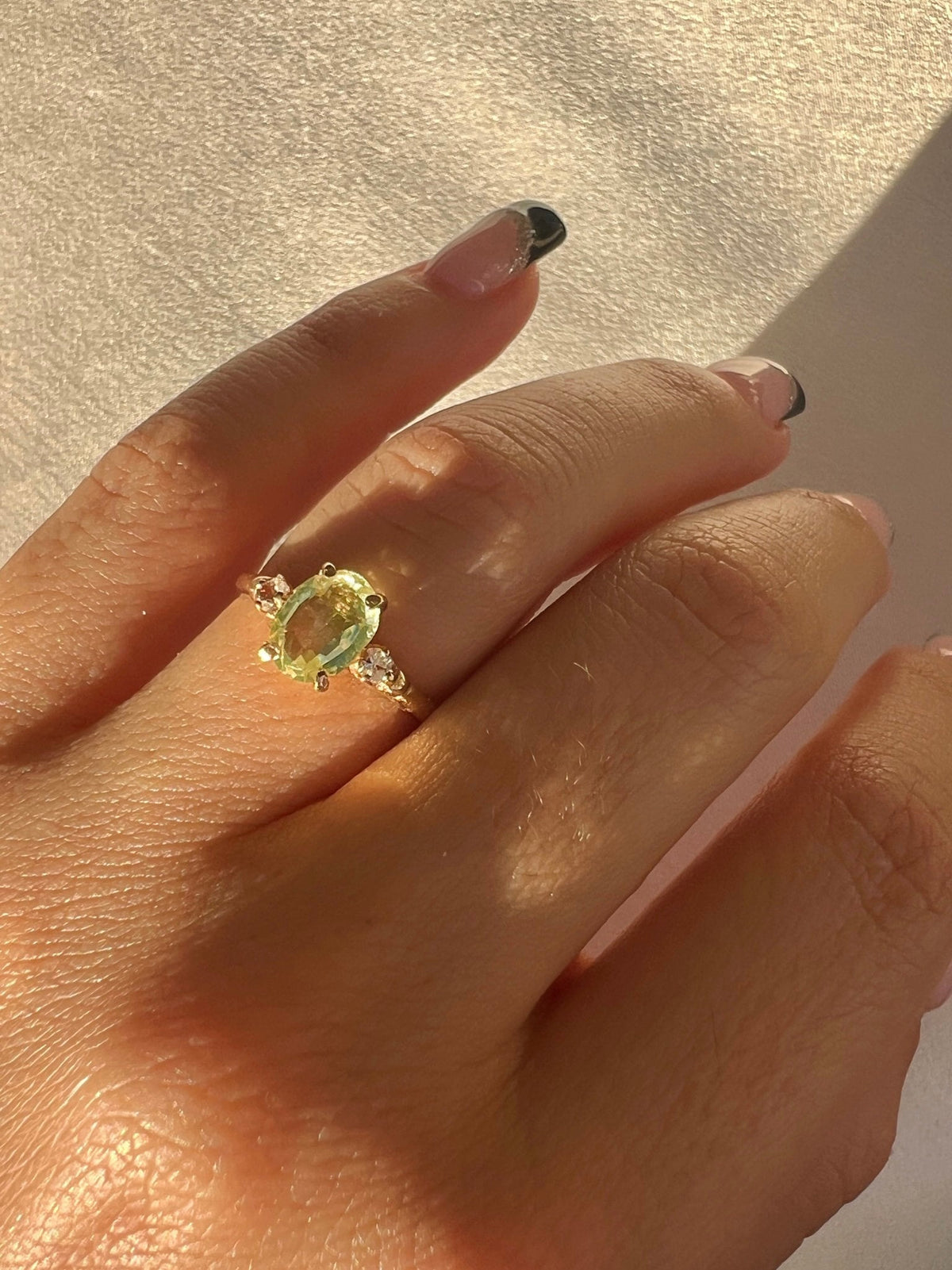Vintage Peridot Diamond Oval Ring