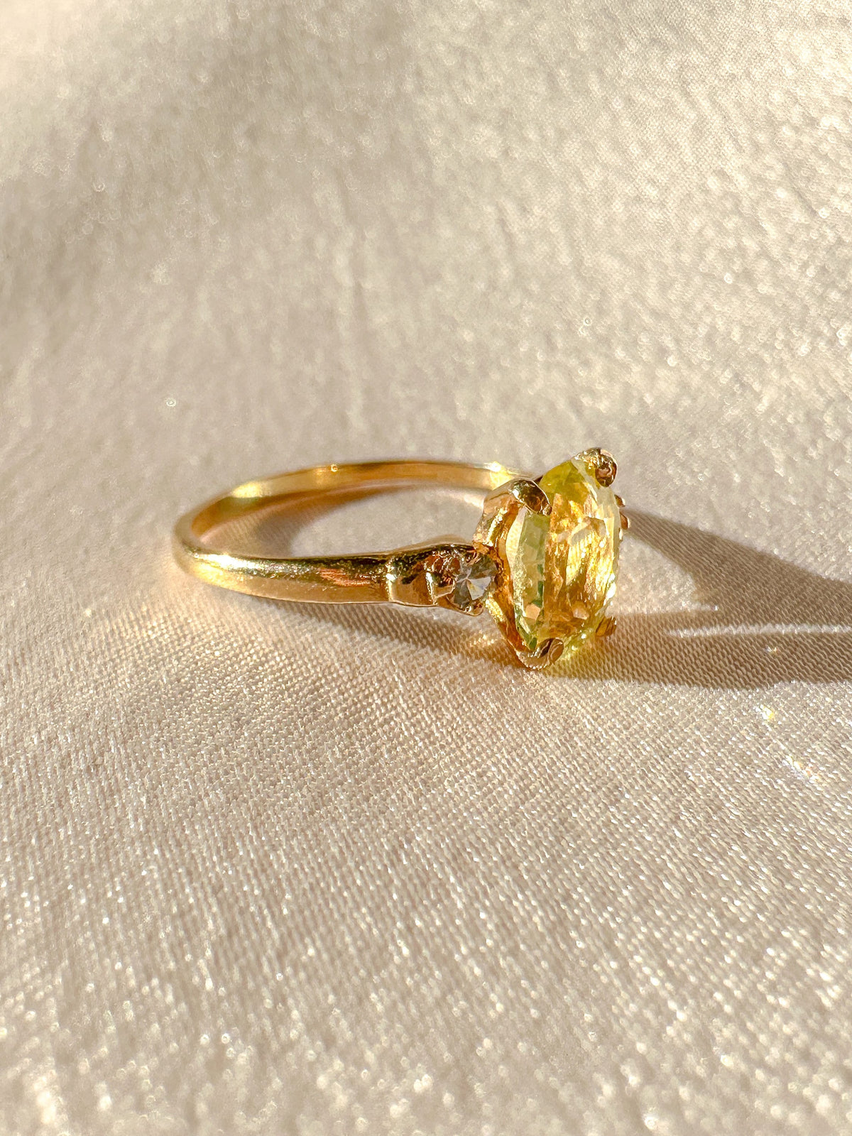 Vintage Peridot Diamond Oval Ring