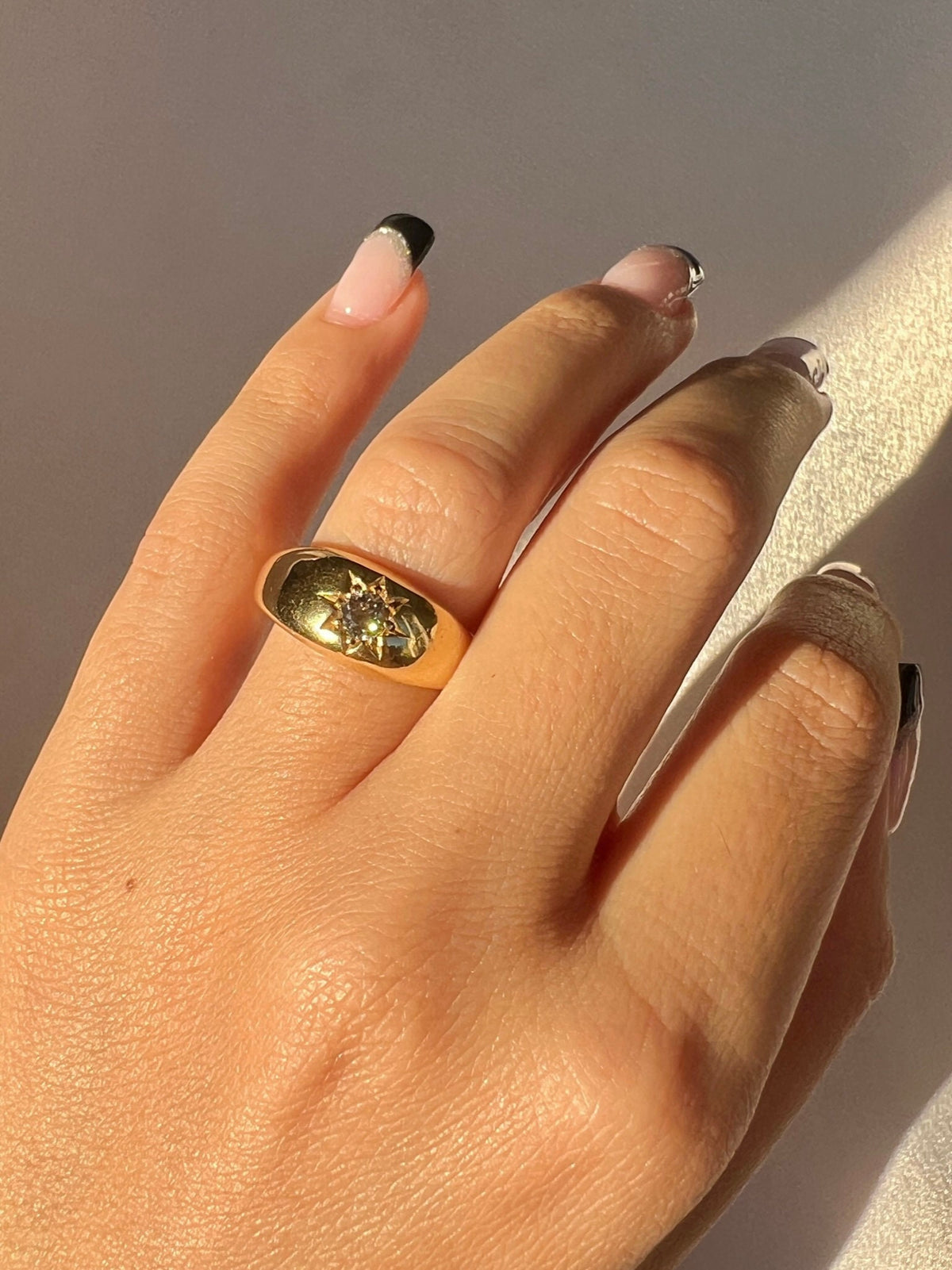 Antique Old Cut Diamond Starburst Solitaire Ring 1901