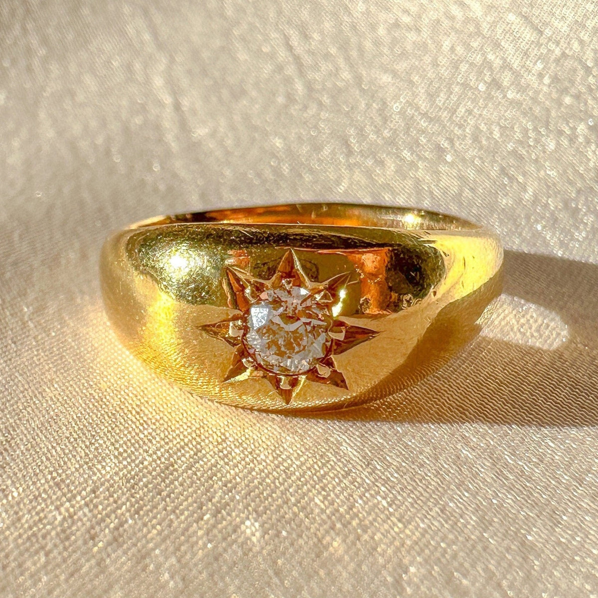 Antique Old Cut Diamond Starburst Solitaire Ring 1901