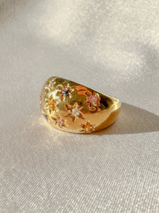 Vintage Sapphire Diamond Constellation Starburst Bombe Ring