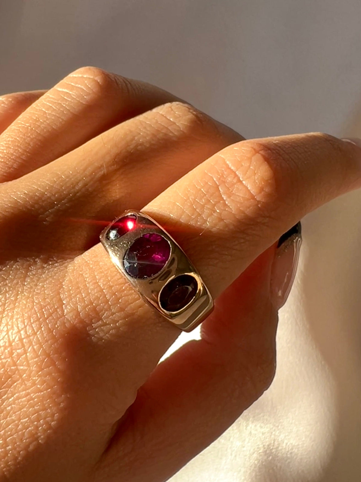 Antique Rhodolite Garnet Boat Ring