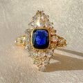 Antique Sapphire Diamond Old Cut Marquise Ring